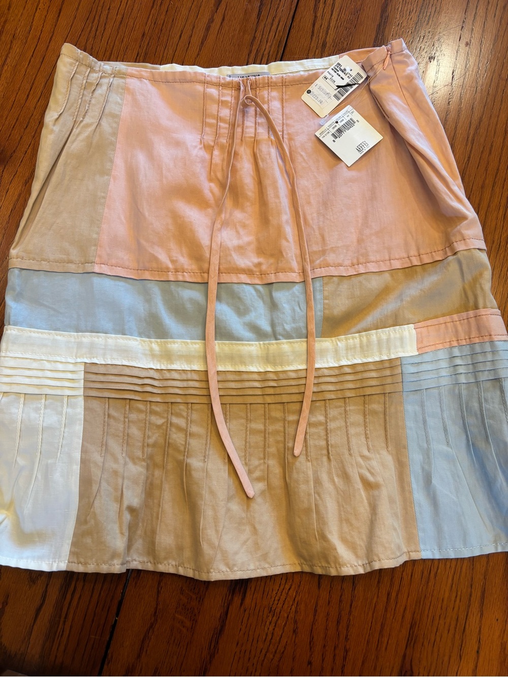 Vintage Moschino Cheap and Chic Pastel Block Midi Skirt with Drawstring Waist